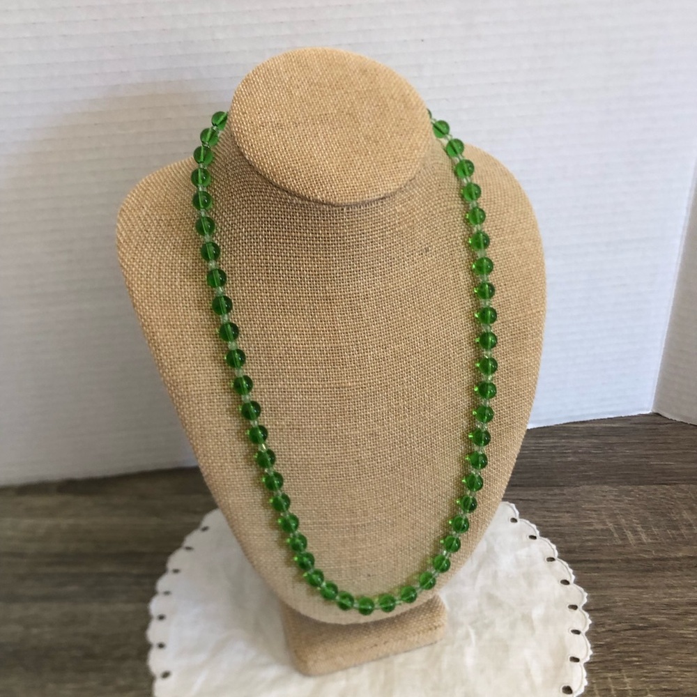 Handmade Green Glass Beaded Necklace